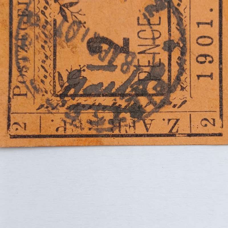 1901 ZAR Pietersburg type 2 used 2 Pence stamp - used at Pietersburg 8 April 1901 - SACC 8 - on card
