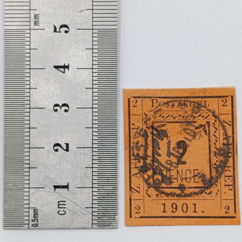 1901 ZAR Pietersburg type 2 used 2 Pence stamp - used at Pietersburg 8 April 1901 - SACC 8 - on card