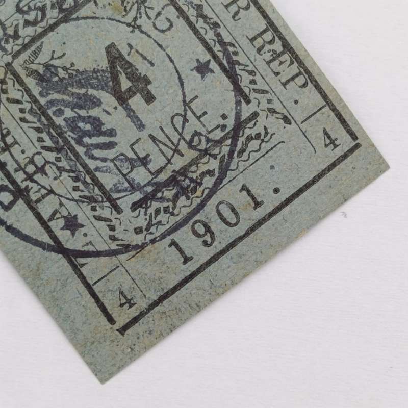 1901 ZAR Pietersburg type 3 used 4 pence stamp with wide "4" - SACC 12 - used at Pietersburg