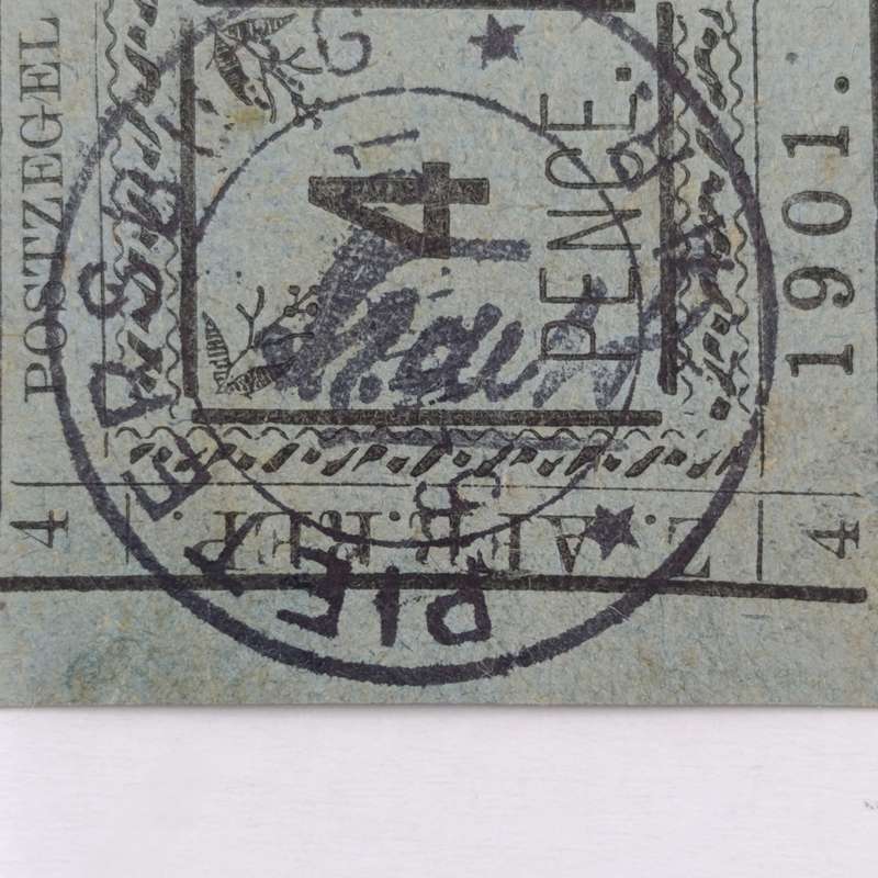 1901 ZAR Pietersburg type 3 used 4 pence stamp with wide "4" - SACC 12 - used at Pietersburg