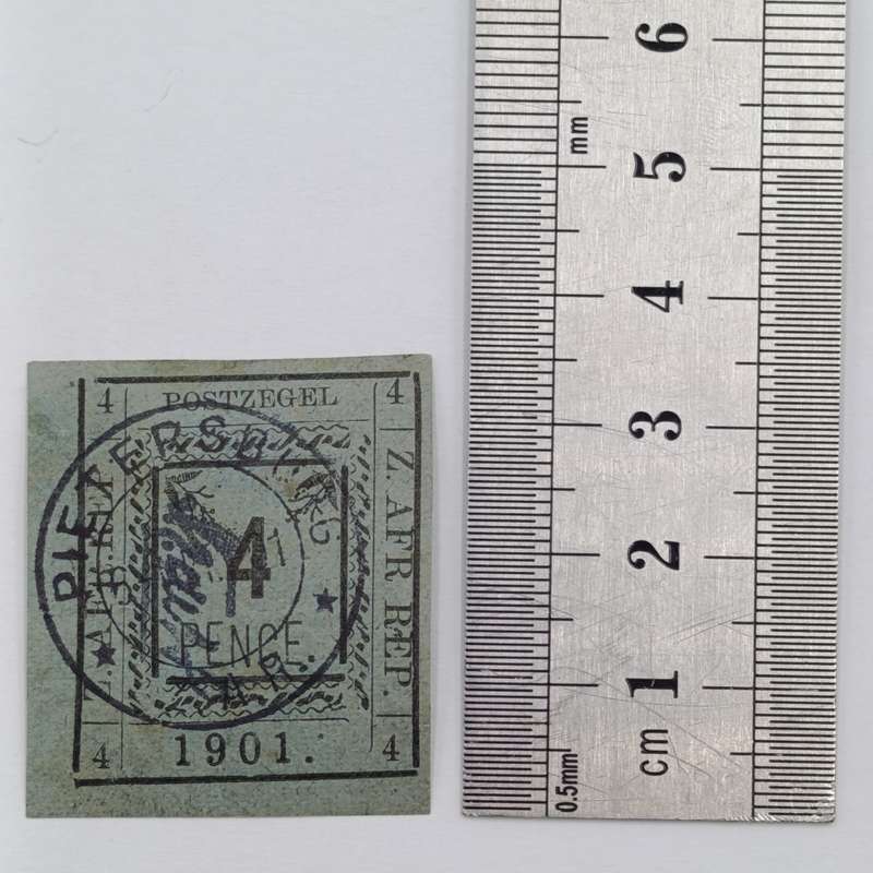 1901 ZAR Pietersburg type 3 used 4 pence stamp with wide "4" - SACC 12 - used at Pietersburg