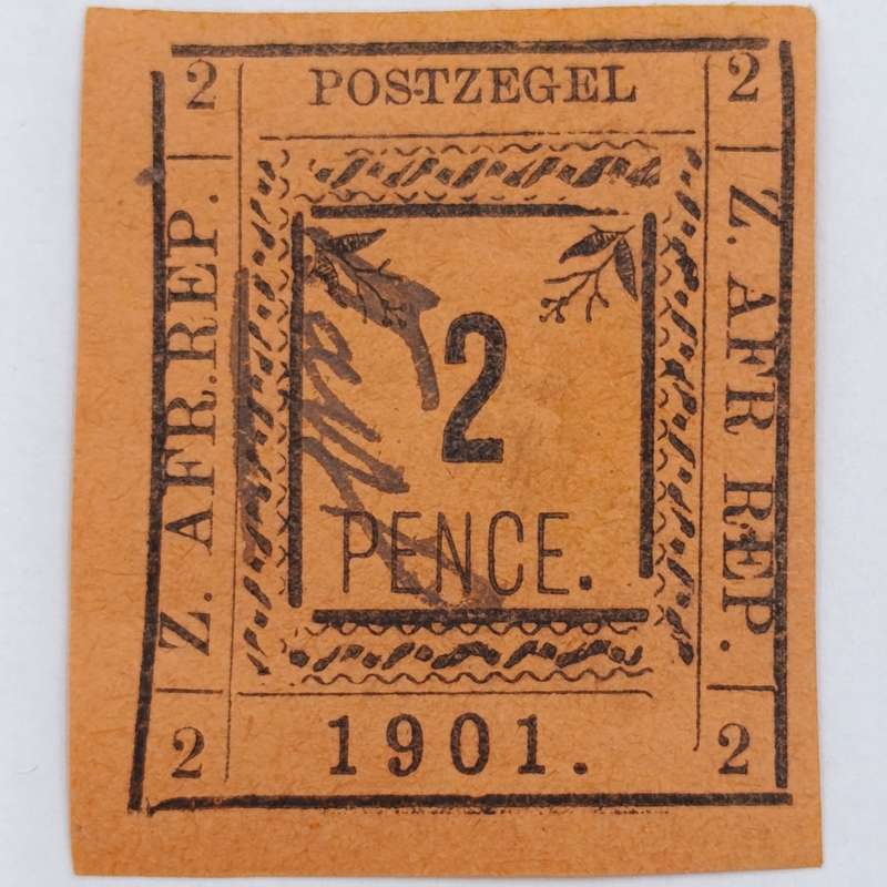 Full set of 1901 ZAR Pietersburg type 1-3 imperforate 2 Pence stamps - 1 used, 2 mint - SACC 7-9