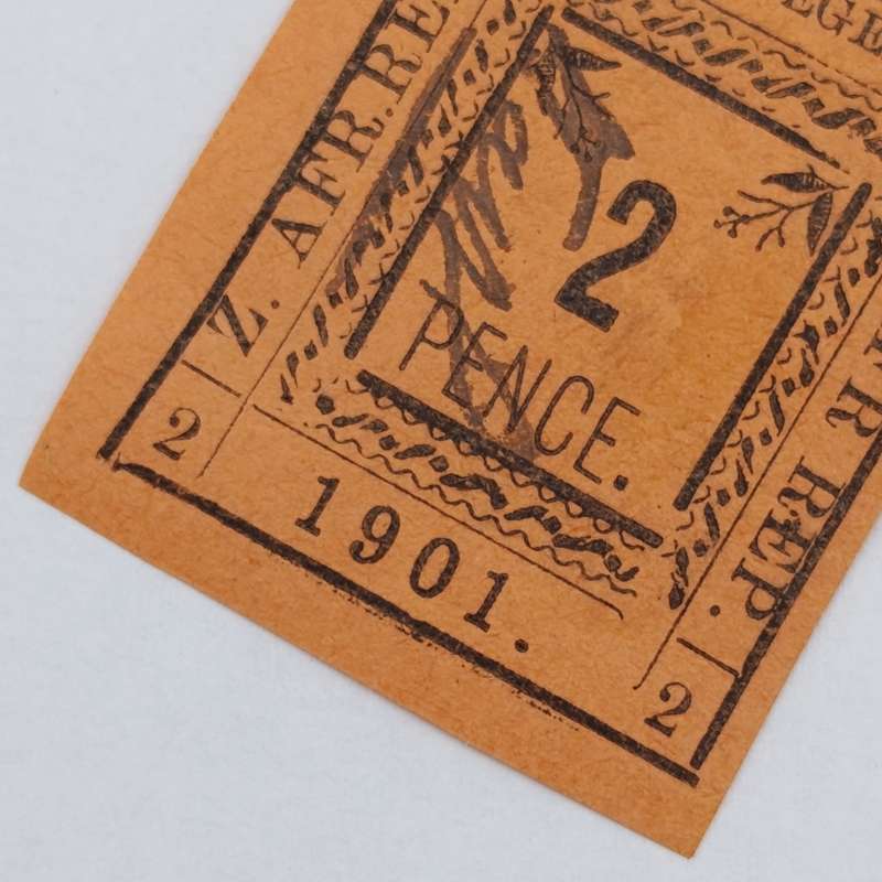 Full set of 1901 ZAR Pietersburg type 1-3 imperforate 2 Pence stamps - 1 used, 2 mint - SACC 7-9