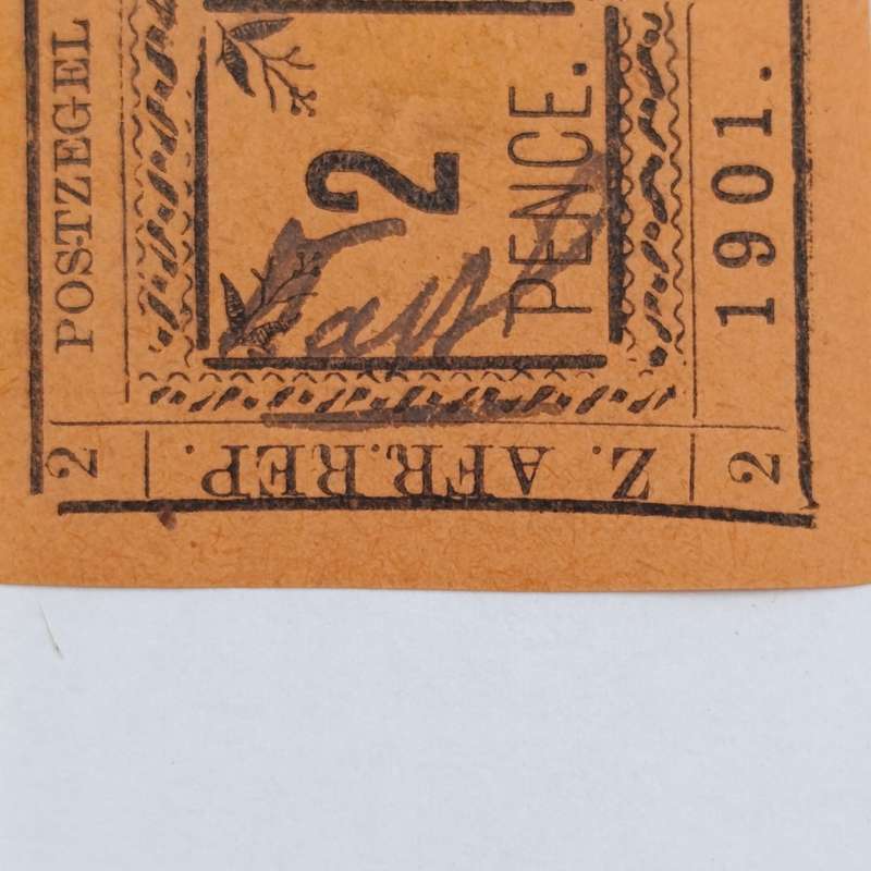 Full set of 1901 ZAR Pietersburg type 1-3 imperforate 2 Pence stamps - 1 used, 2 mint - SACC 7-9
