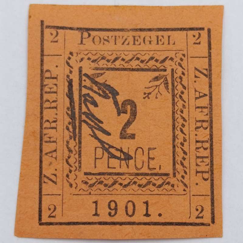 Full set of 1901 ZAR Pietersburg type 1-3 imperforate 2 Pence stamps - 1 used, 2 mint - SACC 7-9