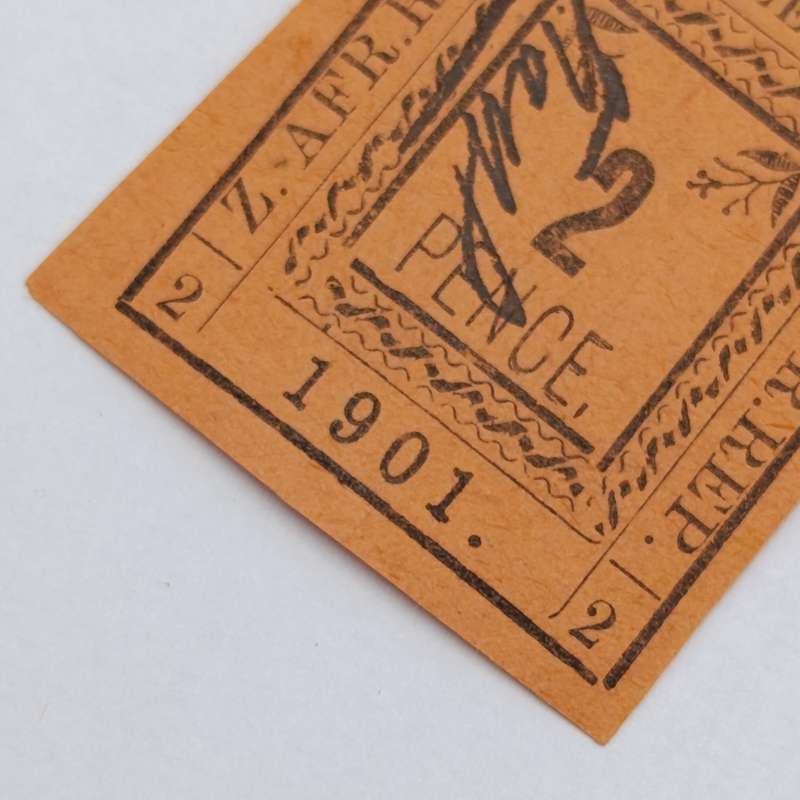 Full set of 1901 ZAR Pietersburg type 1-3 imperforate 2 Pence stamps - 1 used, 2 mint - SACC 7-9