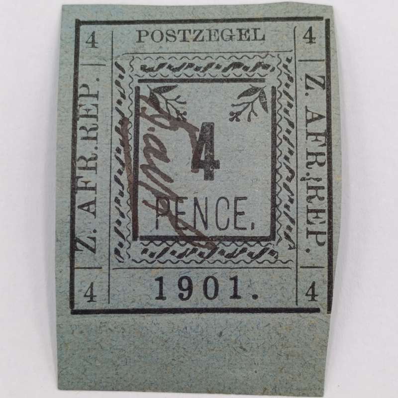 Full set of 1901 ZAR Pietersburg type 1-3 imperforate 4 Pence stamps - 1 used, 2 mint - SACC 10-12