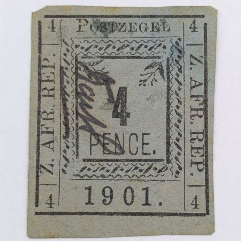 Full set of 1901 ZAR Pietersburg type 1-3 imperforate 4 Pence stamps - 1 used, 2 mint - SACC 10-12
