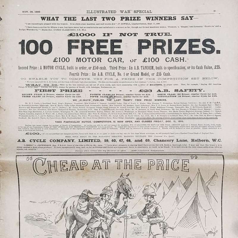 Boer War Illustrated War Special newspaper dated 28 November 1899 No.2  Vol.1