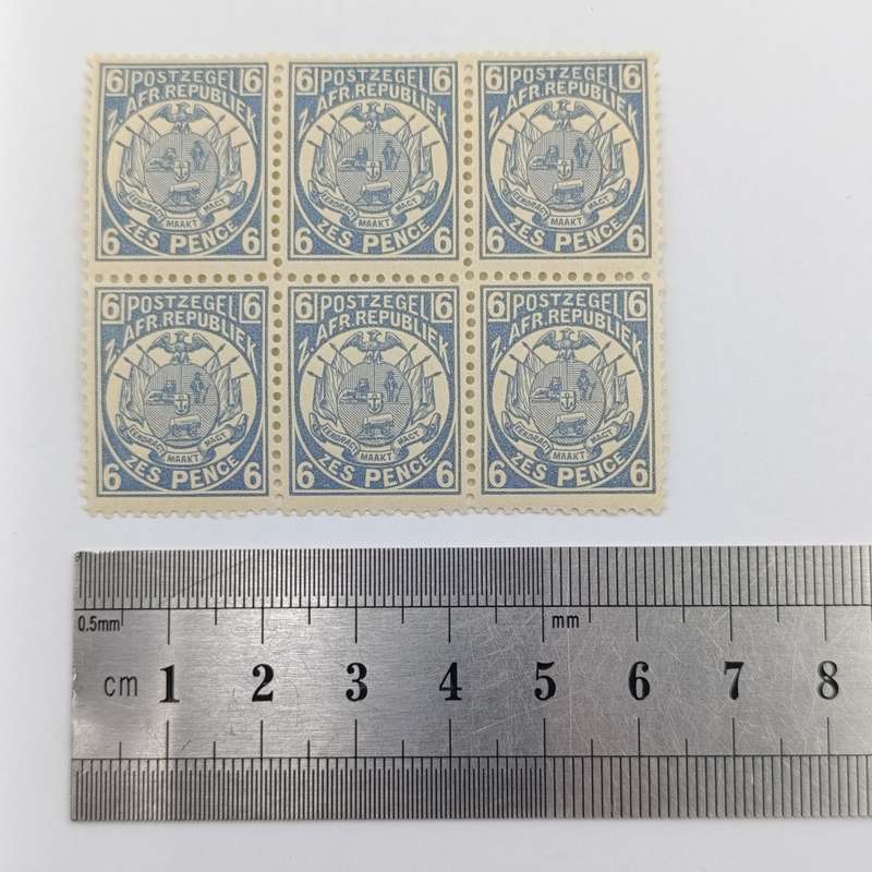 ZAR 1895 SACC 215 - Block of 6 mint stamps 6 pence