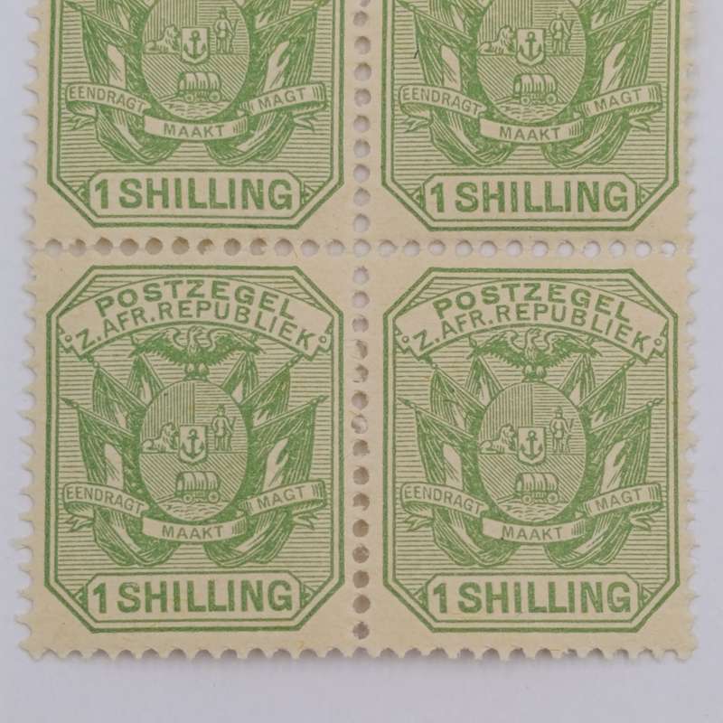 ZAR block of 4 mint 1 Shilling stamps SACC 209 wagon with double shaft