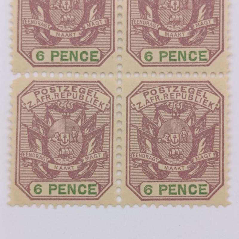 ZAR Block of 4 stamps 6 Pence mint SACC 229