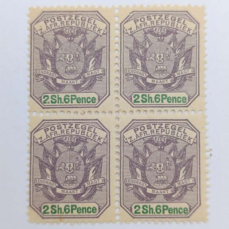 ZAR Block of 4 stamps SACC 231 mint 2 Shillings six Pence