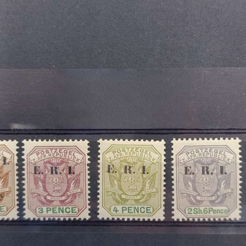 ZAR Lot of 6 mint stamps SACC 244-249 E.R.I. overprint