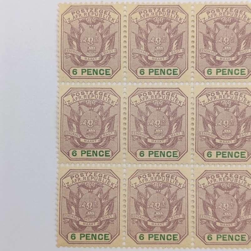 ZAR 1896 Block of 12 mint 6 Pence stamps SACC 229