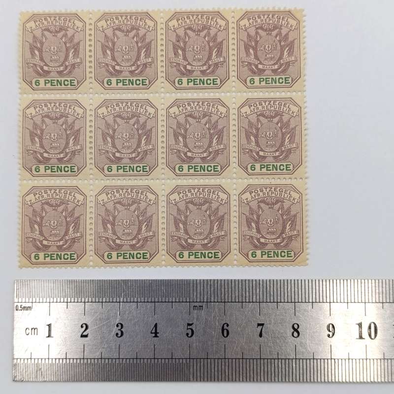 ZAR 1896 Block of 12 mint 6 Pence stamps SACC 229