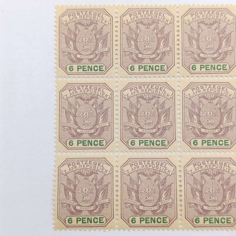 ZAR 1896 Block of 12 mint 6d stamps SACC 229 yellowish paper