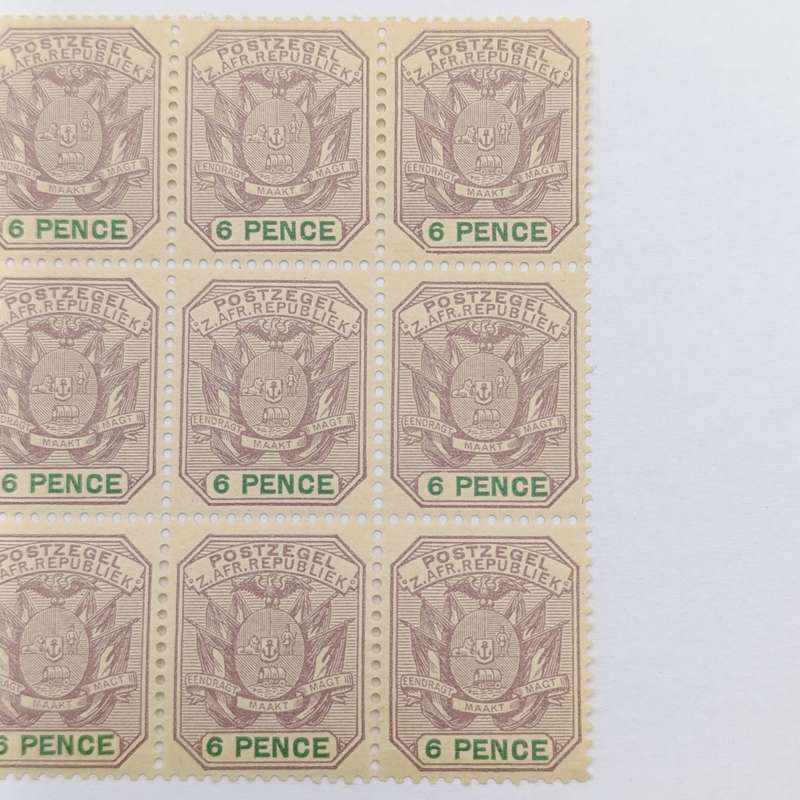 ZAR 1896 Block of 12 mint 6d stamps SACC 229 yellowish paper