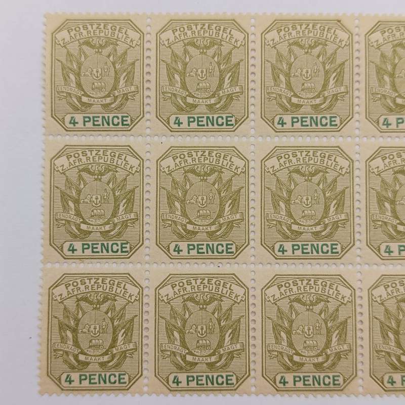ZAR 1897 Block of 15 mint SACC 228 Four Pence stamps