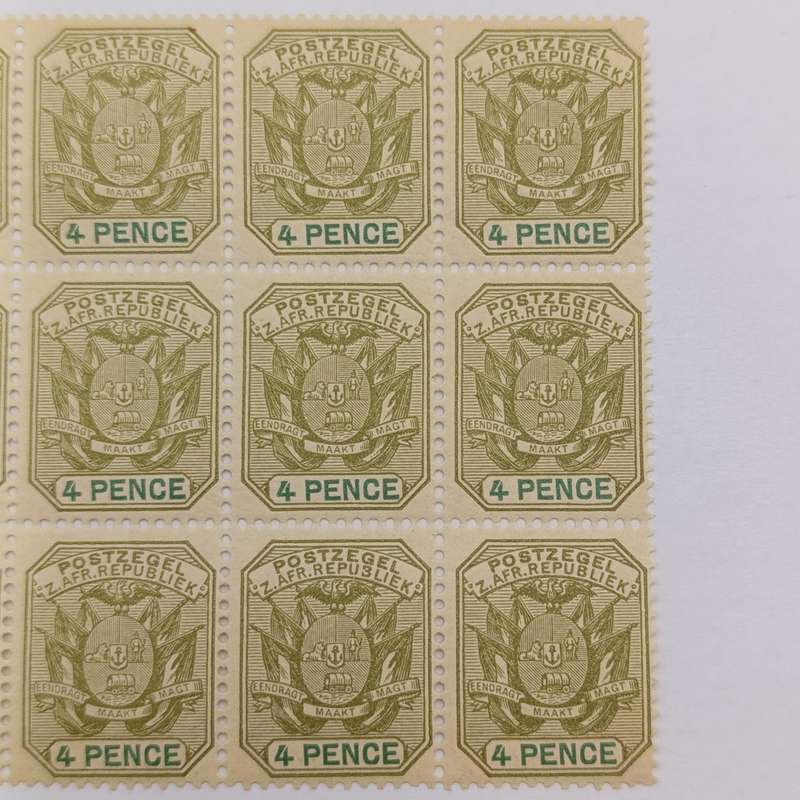 ZAR 1897 Block of 15 mint SACC 228 Four Pence stamps
