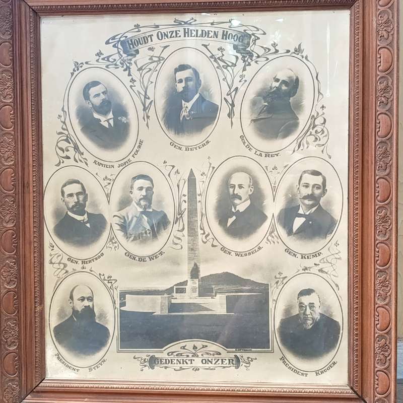 Boer War Transvaal and Orange Free State Houdt Onze Helden Hoog remembrance poster in frame
