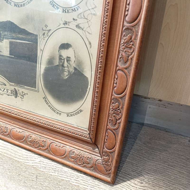 Boer War Transvaal and Orange Free State Houdt Onze Helden Hoog remembrance poster in frame
