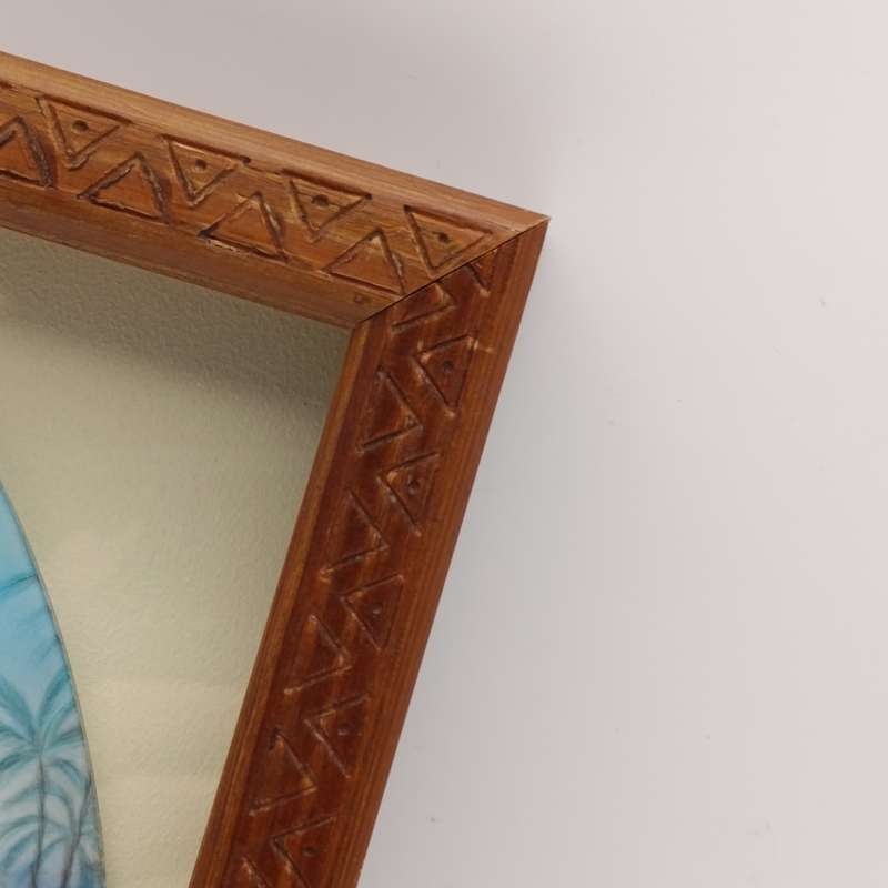 Antique Convex glass print of Joseph and Mary with baby Jesus - in box frame