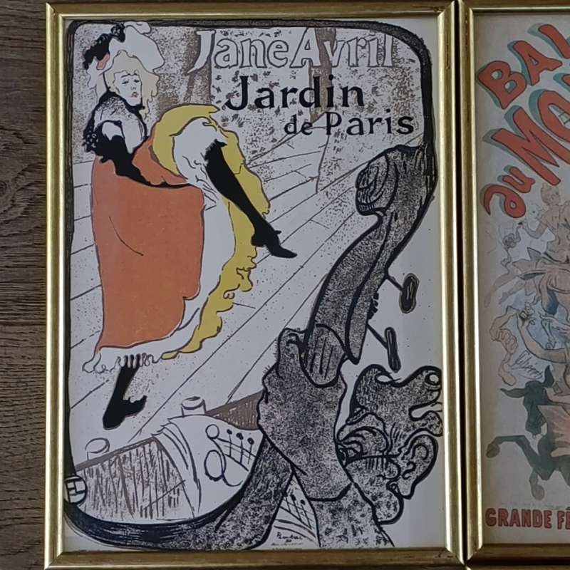 Lot of 4 vintage framed posters ftrom Paris