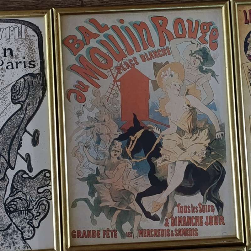 Lot of 4 vintage framed posters ftrom Paris