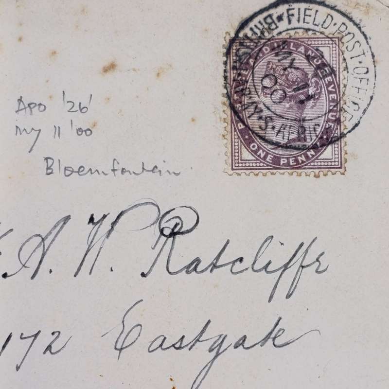 Boer War cover posted at APO 26- Bloemfontein to Rochester England - English stamp used