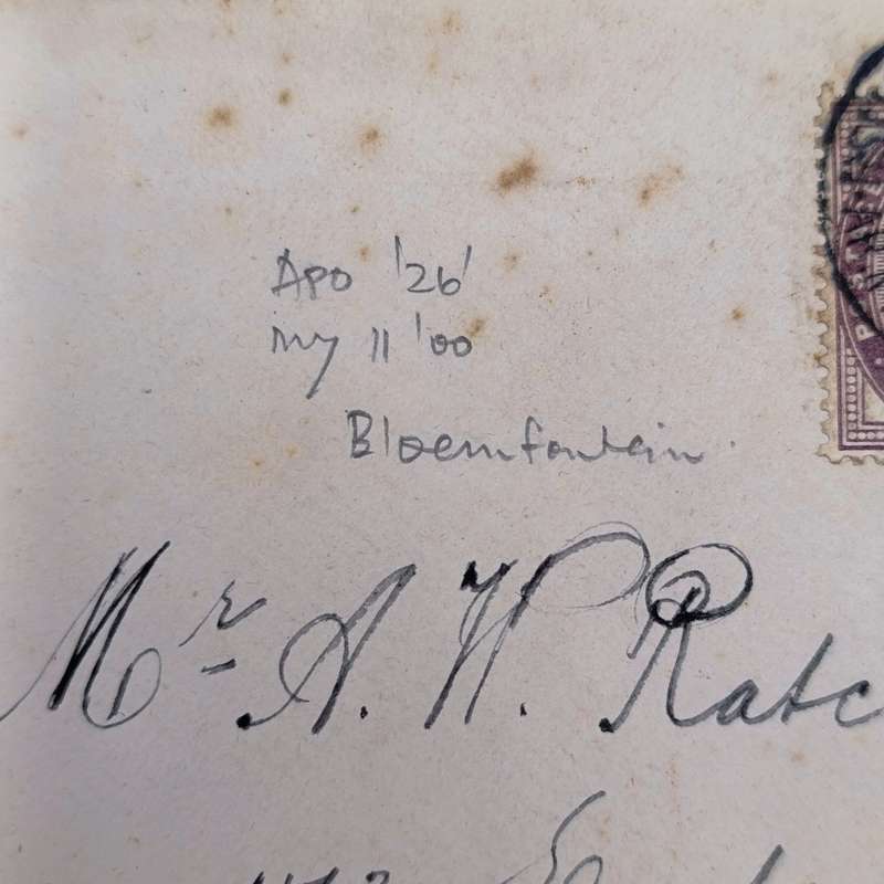 Boer War cover posted at APO 26- Bloemfontein to Rochester England - English stamp used