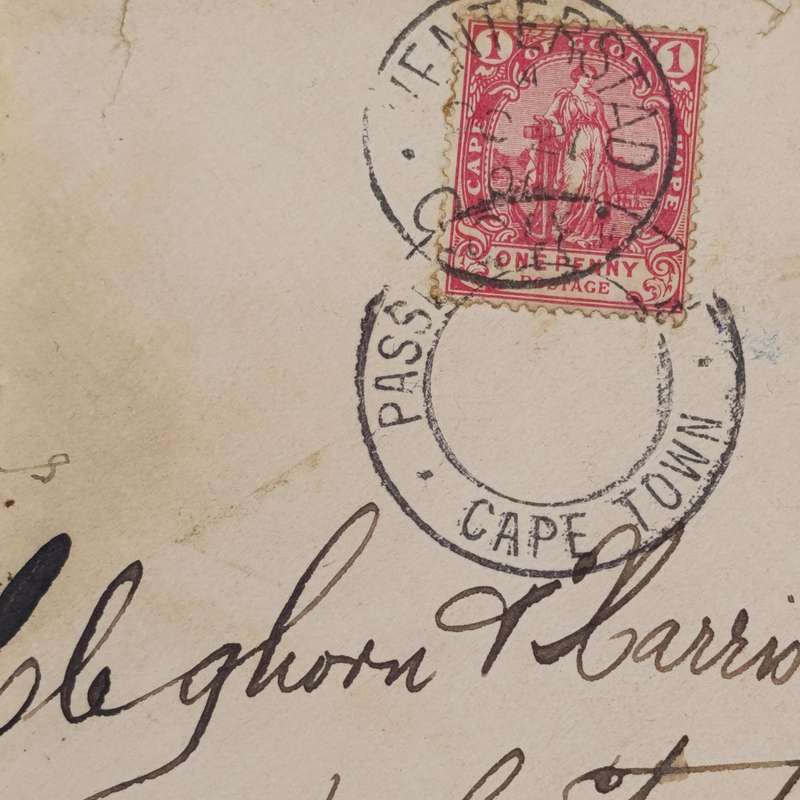 Damaged Boer War cover. Venterstad to Cape Town 21 October 1901 with Cape of Good Hope stamp used