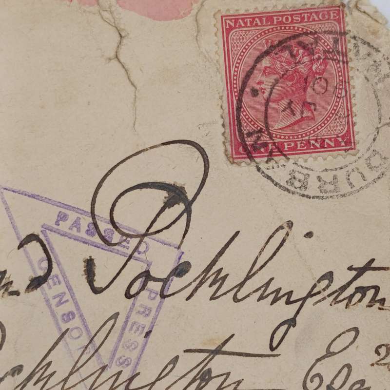 Censored Boer War cover Durban to Volksrust posted 8 July 1901 - arrived cancel 9 July 1901