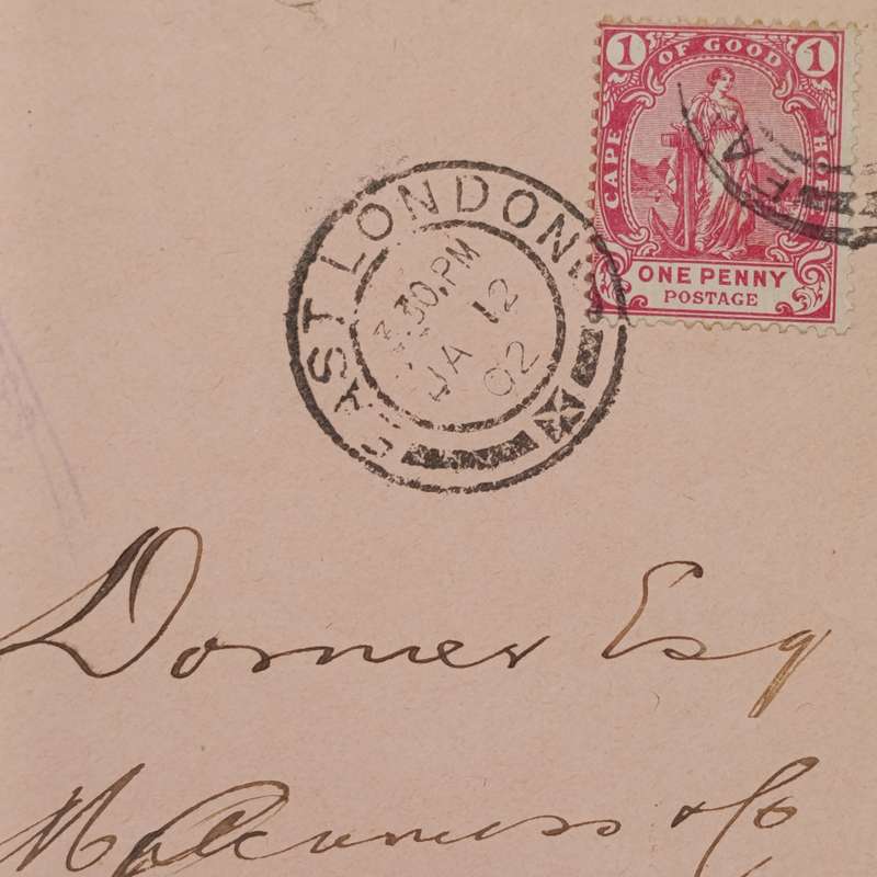 East London to Cathcart Boer War cover with Cape of Good Hope stamp cancelled 2 January 1902