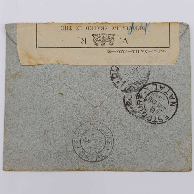 1899 VR Boer War cover with white censor label - scarce
