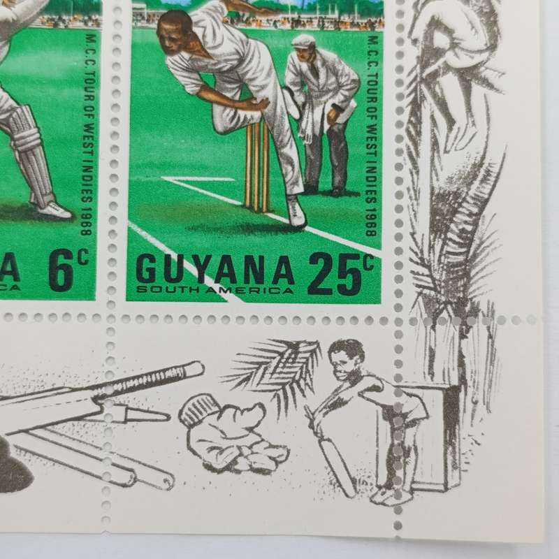 GUYANA set of 9 cricket stamps in sheet - 1968 - mint NH