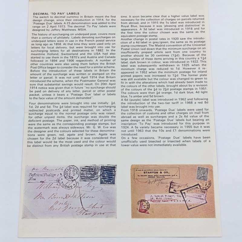 British Post Office To Pay Labels - Pack no 93