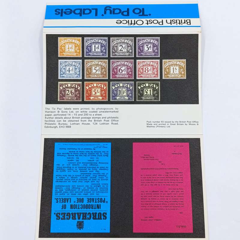 British Post Office To Pay Labels - Pack no 93
