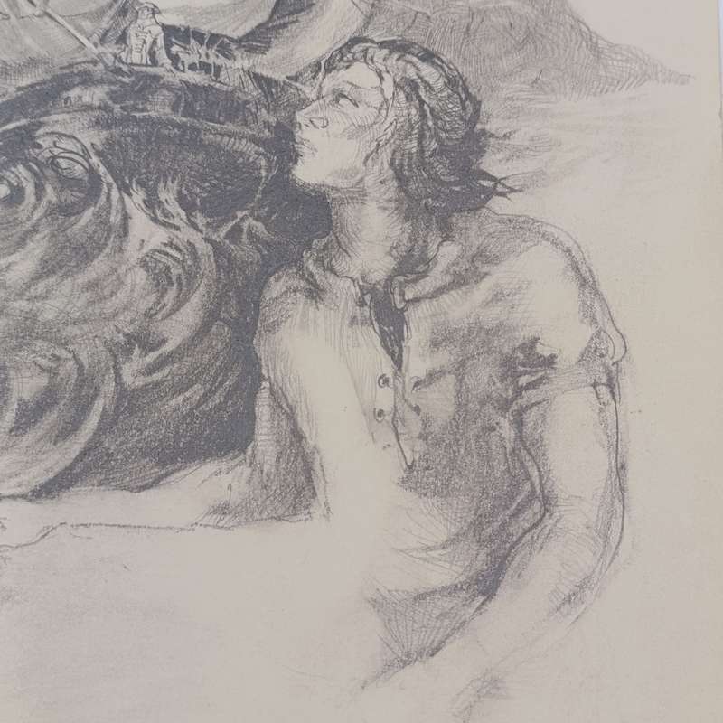 Original Cora Coetzee pencil sketch of the Flying Dutchman