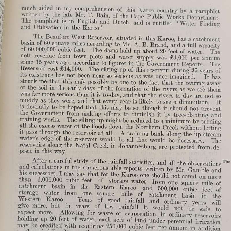 Cape of Good Hope 1902 Report upon Irrigation in South Africa by Willcocks presented to both houses