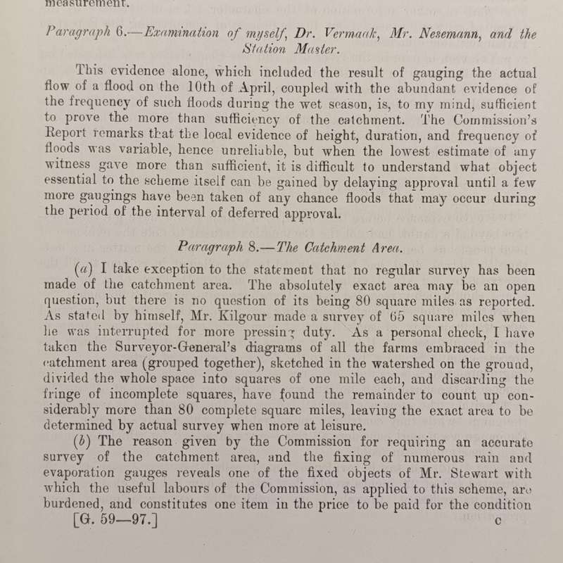 Cape of Good Hope Report of the Steynsburg irrigation commission 1896-7 presented to both houses