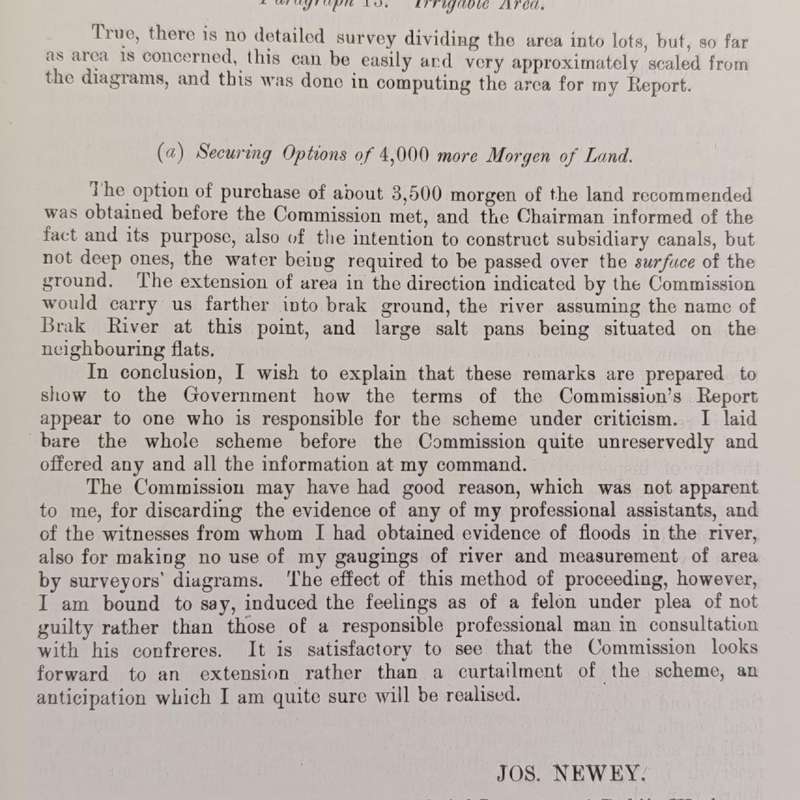Cape of Good Hope Report of the Steynsburg irrigation commission 1896-7 presented to both houses