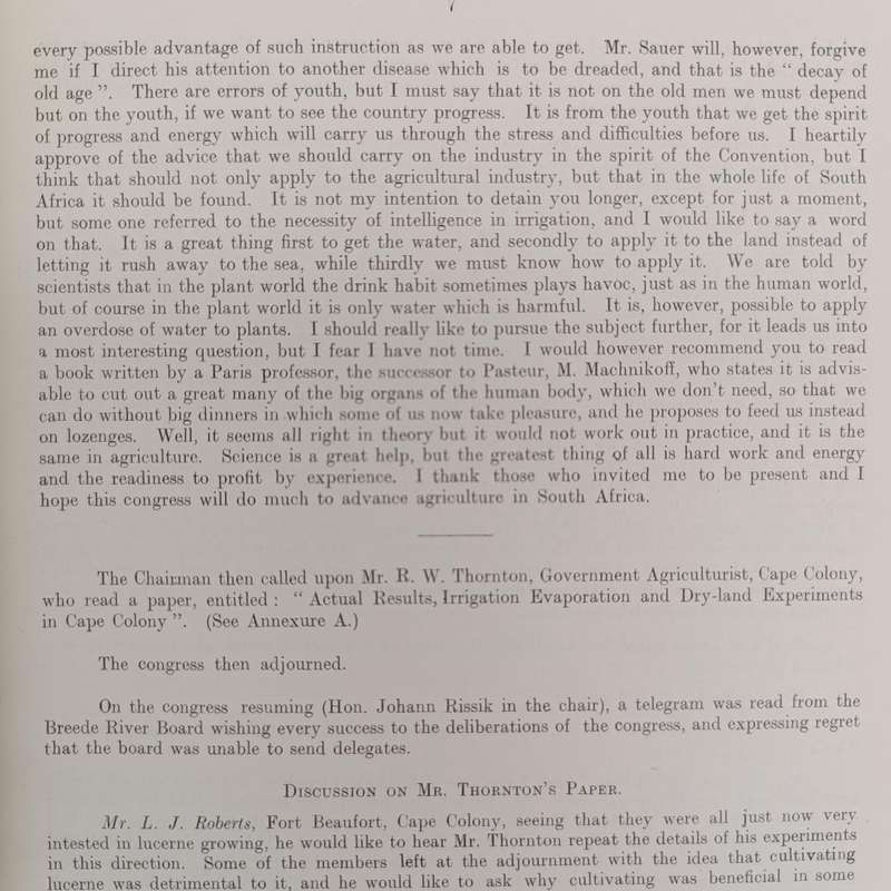 1910 Report of the Second South African irrigation congress including various sub reports