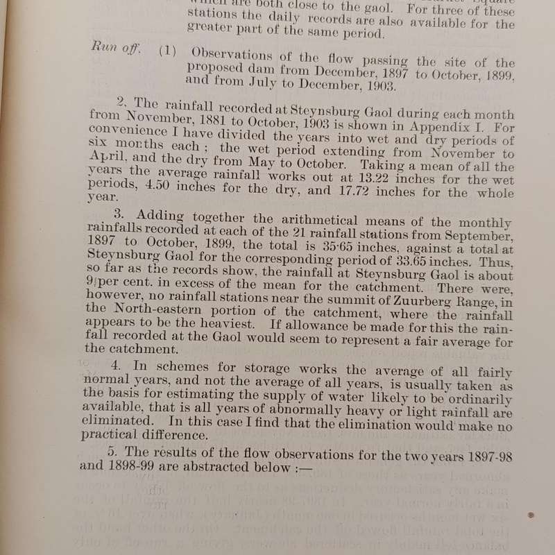 Cape of Good Hope 1904 Return in respect to the Thebus irrigation scheme