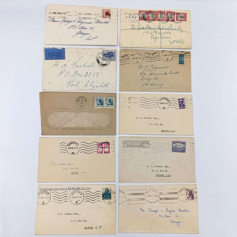 Lot of 10 vintage South African covers with different stamps