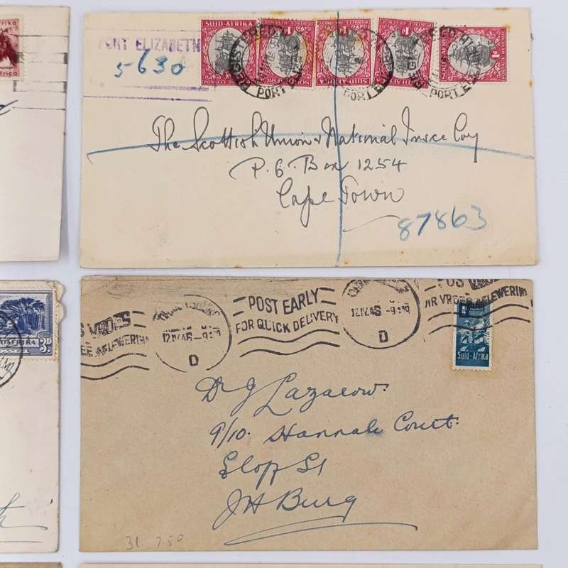 Lot of 10 vintage South African covers with different stamps