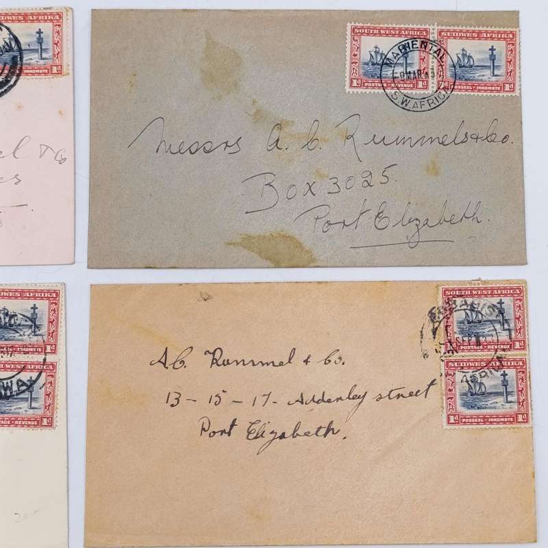Lot of 6 Vintage 1930's South West Africa covers - all with 1d stamps in English and Afrikaans
