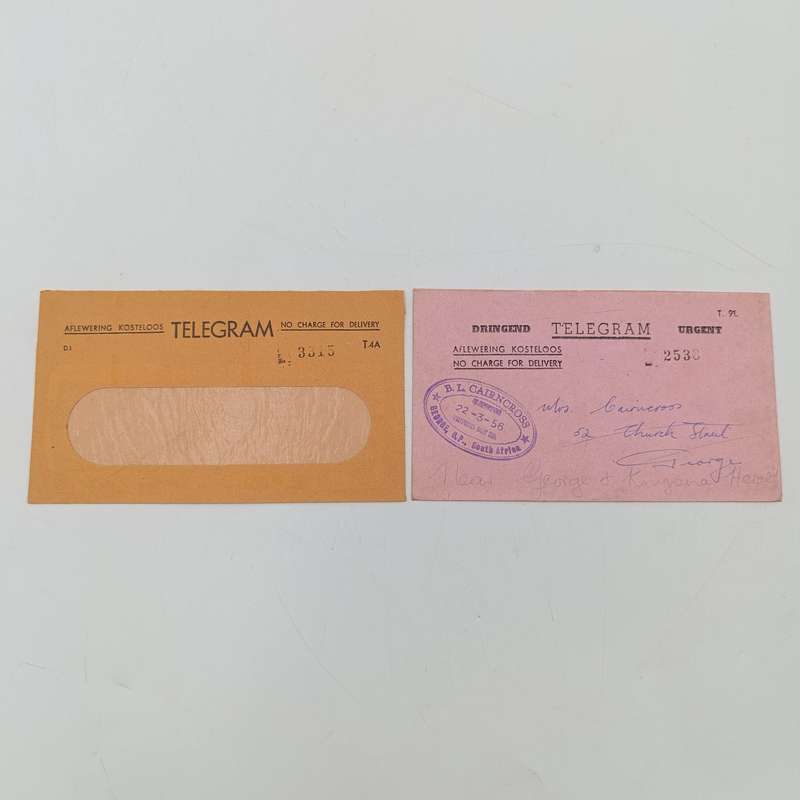Pair of different vintage Telegram covers - South Africa
