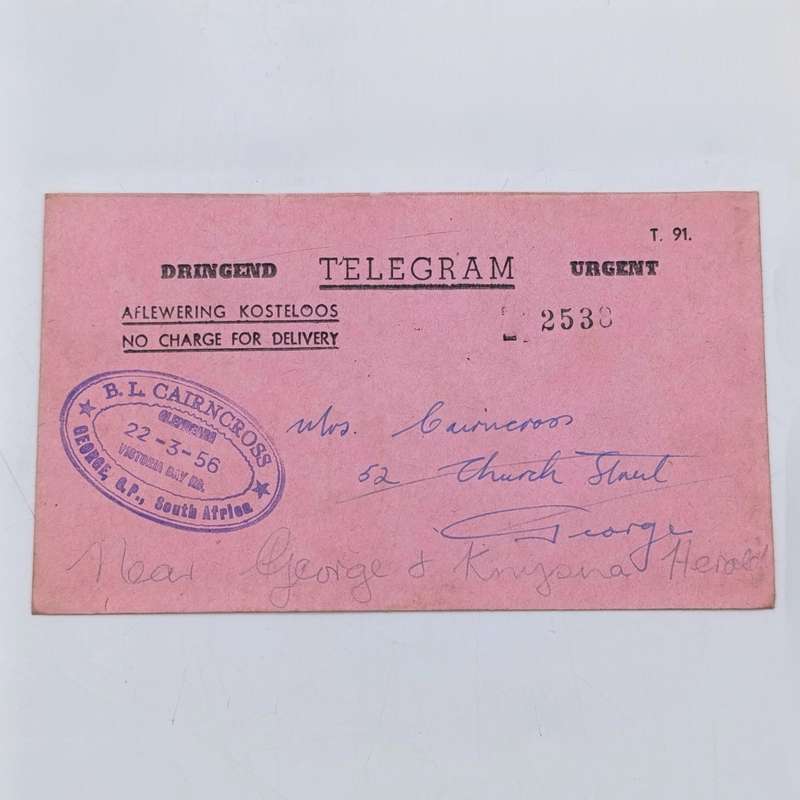 Pair of different vintage Telegram covers - South Africa