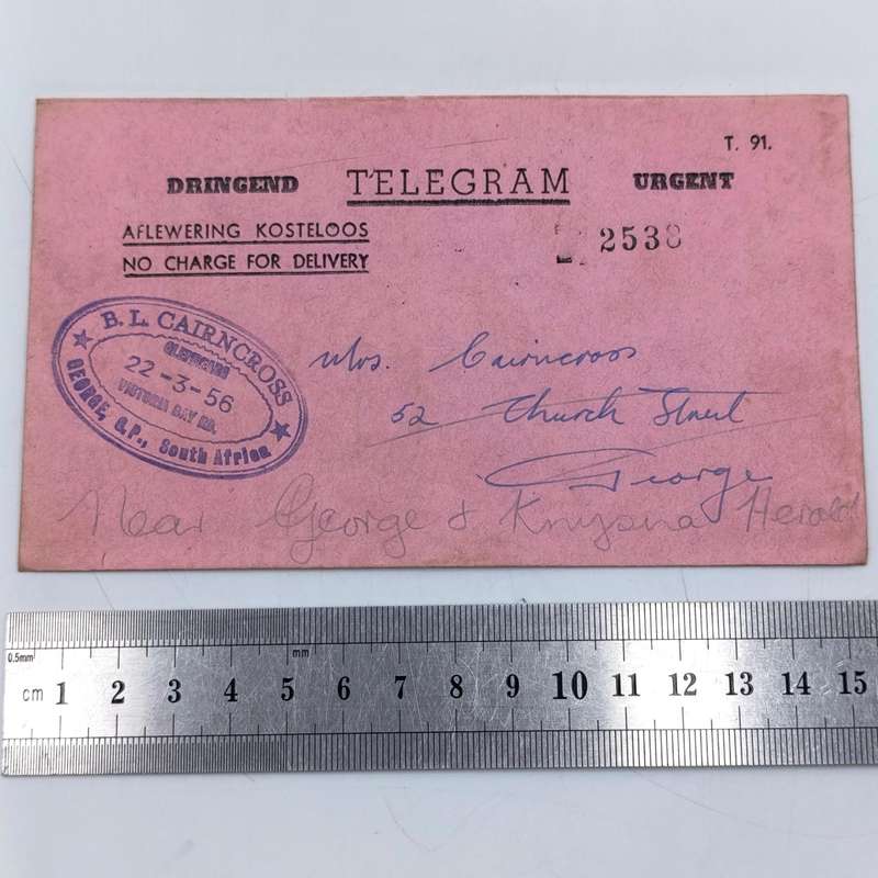Pair of different vintage Telegram covers - South Africa